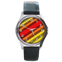 Abstract Bright Stripes Round Metal Watch by BangZart