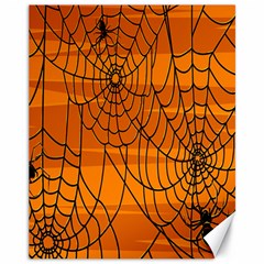 Vector Seamless Pattern With Spider Web On Orange Canvas 11  X 14   by BangZart