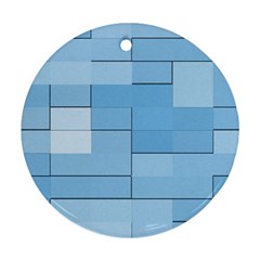 Blue Squares Iphone 5 Wallpaper Ornament (round) by BangZart