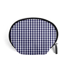 Usa Flag Blue Large Gingham Check Plaid  Accessory Pouches (small)  by PodArtist