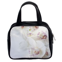 Orchids Flowers White Background Classic Handbags (2 Sides) by BangZart