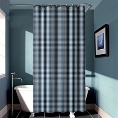 Silent Night Blue Mini Gingham Check Plaid Shower Curtain 36  X 72  (stall)  by PodArtist