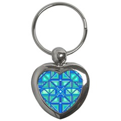 Grid Geometric Pattern Colorful Key Chains (heart)  by BangZart