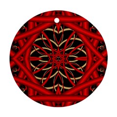 Fractal Wallpaper With Red Tangled Wires Ornament (round) by BangZart