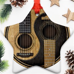 Old And Worn Acoustic Guitars Yin Yang Ornament (star) by JeffBartels