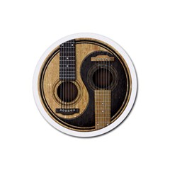 Old And Worn Acoustic Guitars Yin Yang Rubber Coaster (round)  by JeffBartels