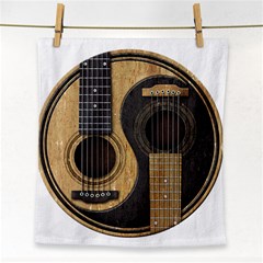 Old And Worn Acoustic Guitars Yin Yang Face Towel by JeffBartels