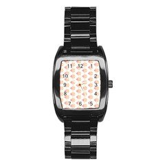 Geometric Losangle Pattern Rosy Stainless Steel Barrel Watch by paulaoliveiradesign