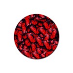 The Red Butterflies Sticking Together In The Nature Rubber Round Coaster (4 pack)  Front