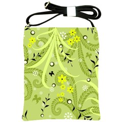 Flowers On A Green Background                            Shoulder Sling Bag by LalyLauraFLM