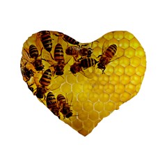 Honey Honeycomb Standard 16  Premium Heart Shape Cushions by BangZart