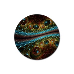 Fractal Snake Skin Rubber Round Coaster (4 Pack)  by BangZart