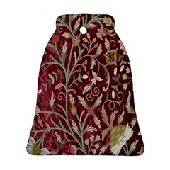 Crewel Fabric Tree Of Life Maroon Ornament (bell) by BangZart