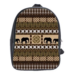 Elephant African Vector Pattern School Bags(large)  by BangZart