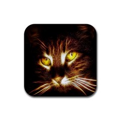 Cat Face Rubber Coaster (square)  by BangZart