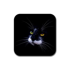 Face Black Cat Rubber Coaster (square)  by BangZart