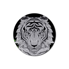 Tiger Head Rubber Round Coaster (4 Pack)  by BangZart