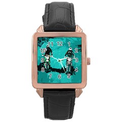 Motorsport  Rose Gold Leather Watch  by Valentinaart