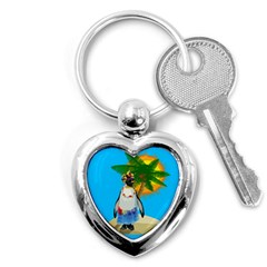 Tropical Penguin Key Chains (heart)  by Valentinaart