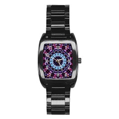 Kaleidoscope Mandala Purple Pattern Art Stainless Steel Barrel Watch by paulaoliveiradesign