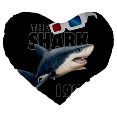 The Shark Movie Large 19  Premium Heart Shape Cushions by Valentinaart