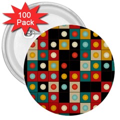 Colors On Black 3  Buttons (100 Pack)  by linceazul