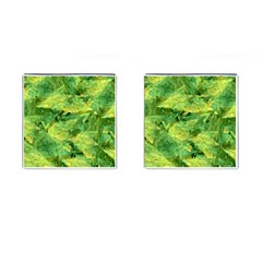 Green Springtime Leafs Cufflinks (square) by designworld65