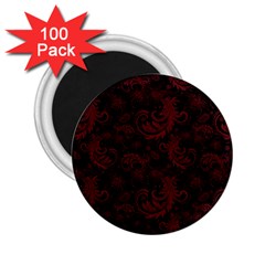 Dark Red Flourish 2 25  Magnets (100 Pack)  by gatterwe