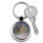 Santa Claus Reindeer In The Snow Key Chains (Round)  Front