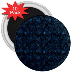 Blue Flower Glitter Look 3  Magnets (10 Pack)  by gatterwe