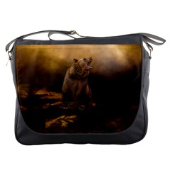 Roaring Grizzly Bear Messenger Bags by gatterwe