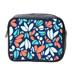 Blue Tossed Flower Floral Mini Toiletries Bag 2-side by Mariart