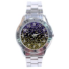 Space Star Light Gold Blue Beauty Stainless Steel Analogue Watch by Mariart