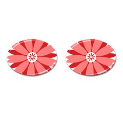 Sunflower Flower Floral Red Cufflinks (oval) by Mariart