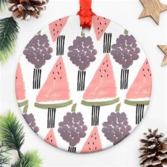 Grapes Watermelon Fruit Patterns Bouffants Broken Hearts Ornament (round) by Mariart