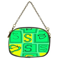 Letter Huruf S Sign Green Yellow Chain Purses (two Sides)  by Mariart