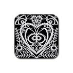 Paper Cut Butterflies Black White Rubber Coaster (Square)  Front