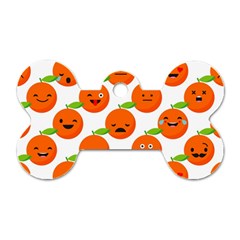 Seamless Background Orange Emotions Illustration Face Smile  Mask Fruits Dog Tag Bone (two Sides) by Mariart