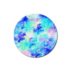 Transparent Colorful Rainbow Blue Paint Sky Rubber Coaster (round)  by Mariart