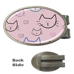 Cat Pattern Face Smile Cute Animals Beauty Money Clips (oval)  by Mariart