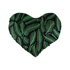 Coconut Leaves Summer Green Standard 16  Premium Flano Heart Shape Cushions by Mariart