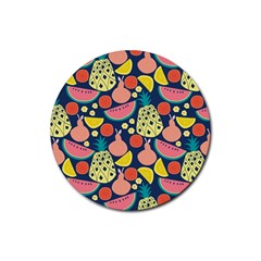 Fruit Pineapple Watermelon Orange Tomato Fruits Rubber Round Coaster (4 Pack)  by Mariart