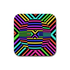 Optical Illusion Line Wave Chevron Rainbow Colorfull Rubber Coaster (square)  by Mariart