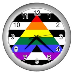 Straight Ally Flag Wall Clocks (silver)  by Valentinaart