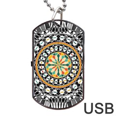 High Contrast Mandala Dog Tag Usb Flash (one Side) by linceazul