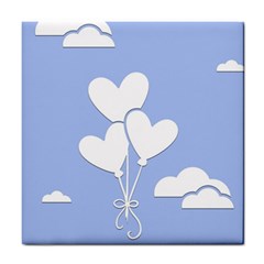 Clouds Sky Air Balloons Heart Blue Tile Coasters by Nexatart