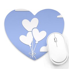 Clouds Sky Air Balloons Heart Blue Heart Mousepads by Nexatart