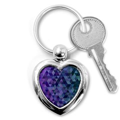 Triangle Tile Mosaic Pattern Key Chains (heart)  by Nexatart