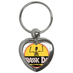 Jurassic Dad Dinosaur Skeleton Funny Birthday Gift Key Chains (heart)  by PodArtist