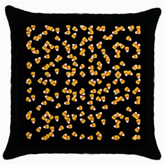 Candy Corn Throw Pillow Case (black) by Valentinaart